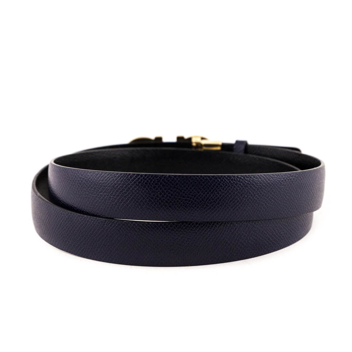 Ferragamo Navy & Black Pebbled Calfskin Reversible Gancini Belt Size L - Love that Bag etc - Preowned Authentic Designer Handbags & Preloved Fashions