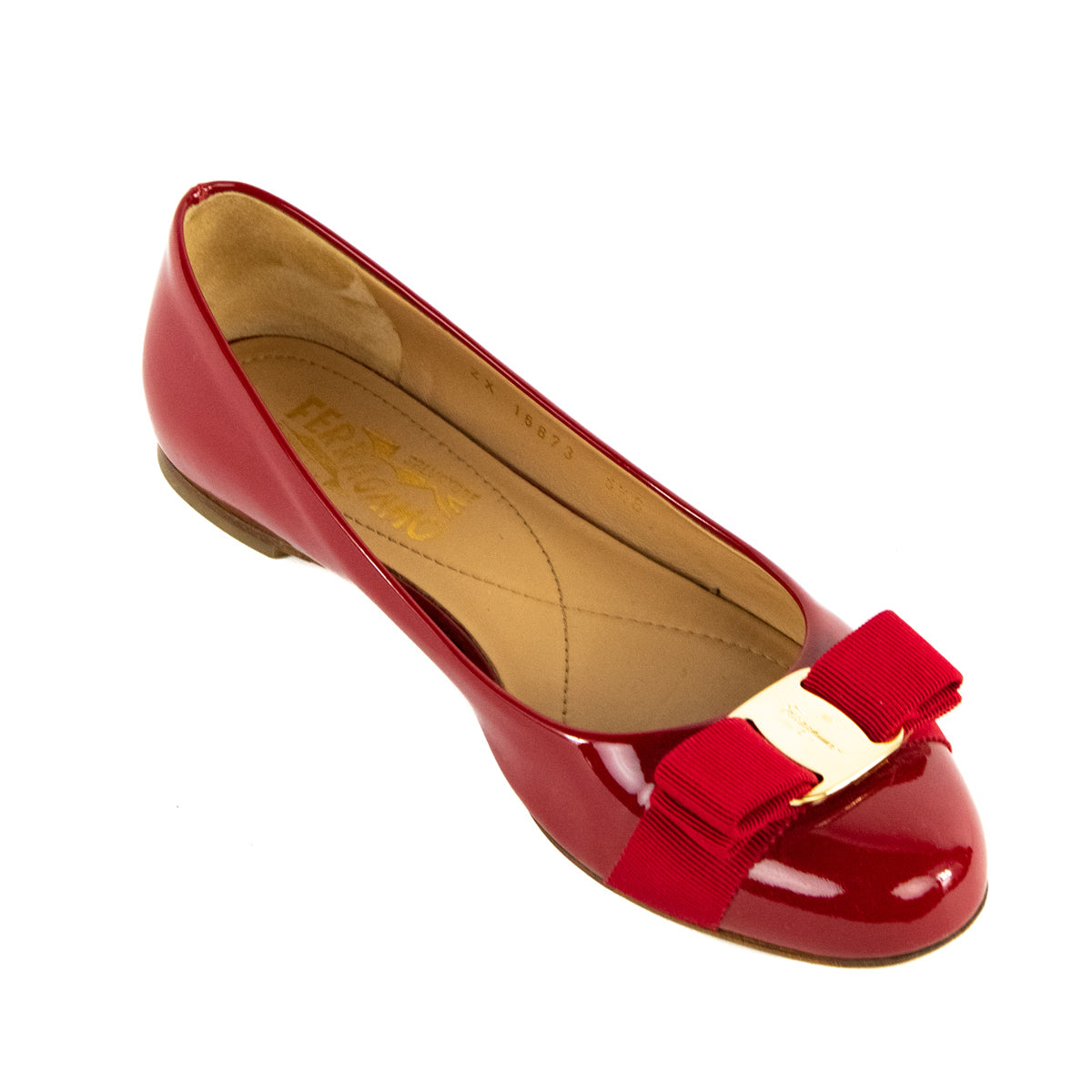 Ferragamo Red Patent Vara Bow Ballet Flats Size US 6.5B - Love that Bag etc - Preowned Authentic Designer Handbags & Preloved Fashions