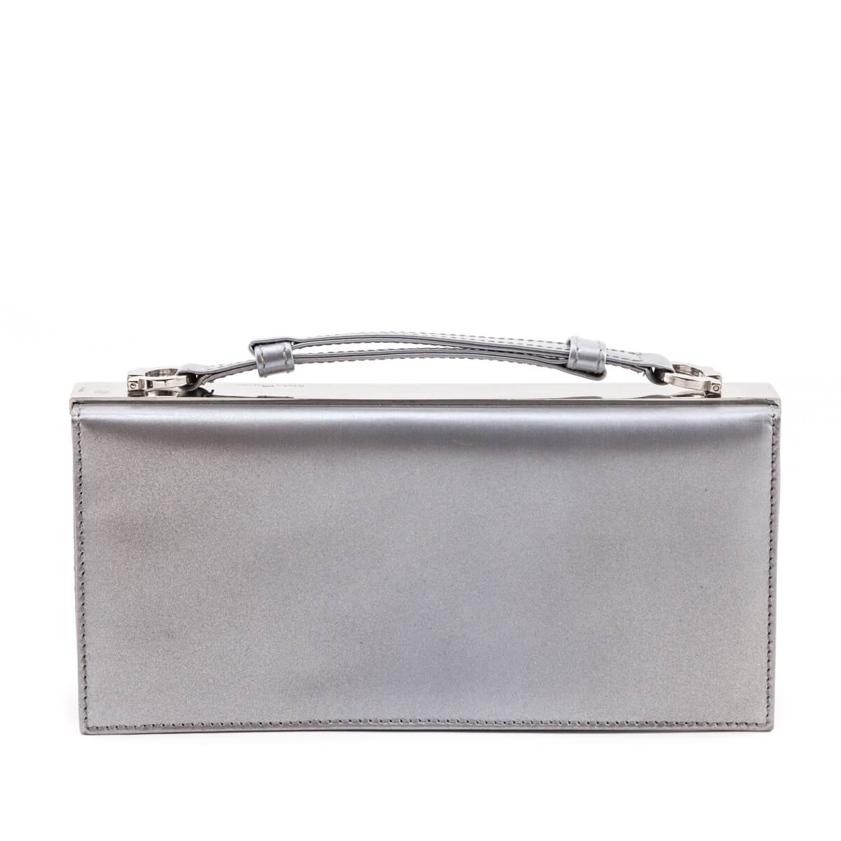 Ferragamo Silver Metallic Evening Clutch - Love that Bag etc - Preowned Authentic Designer Handbags & Preloved Fashions