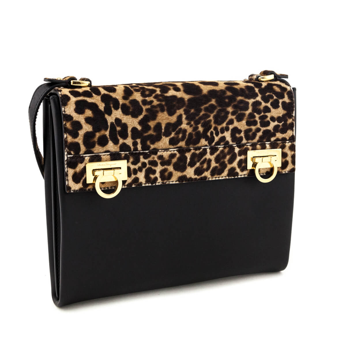 Ferragamo Leopard Print Calf Hair Mya Flip Lock Bag - Love that Bag etc - Preowned Authentic Designer Handbags & Preloved Fashions