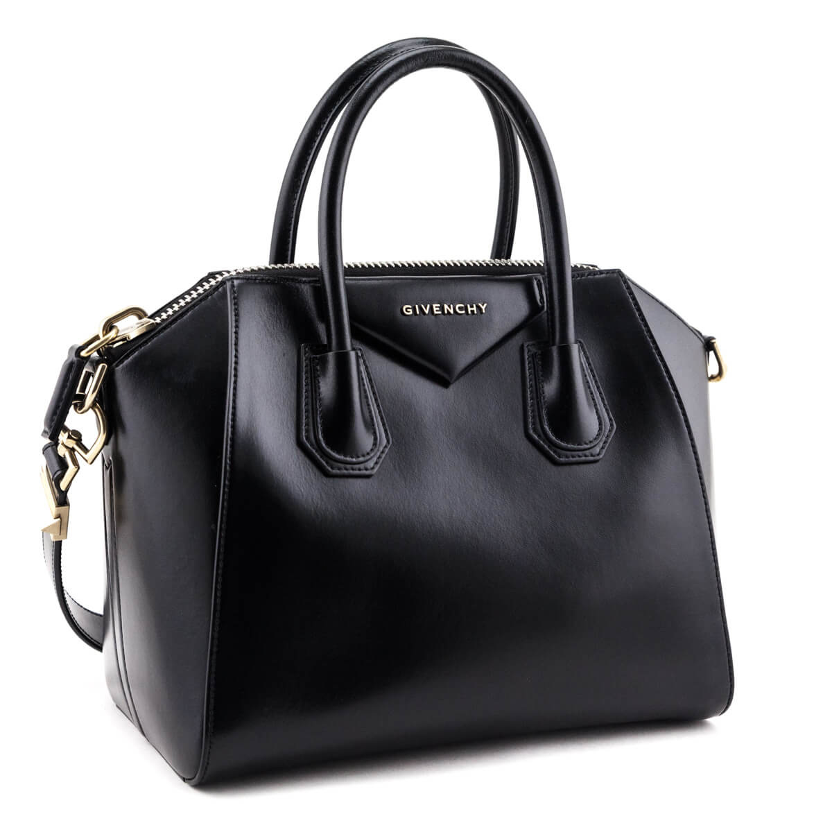 Givenchy Black Shiny Lord Calfskin Small Antigona Bag - Love that Bag etc - Preowned Authentic Designer Handbags & Preloved Fashions