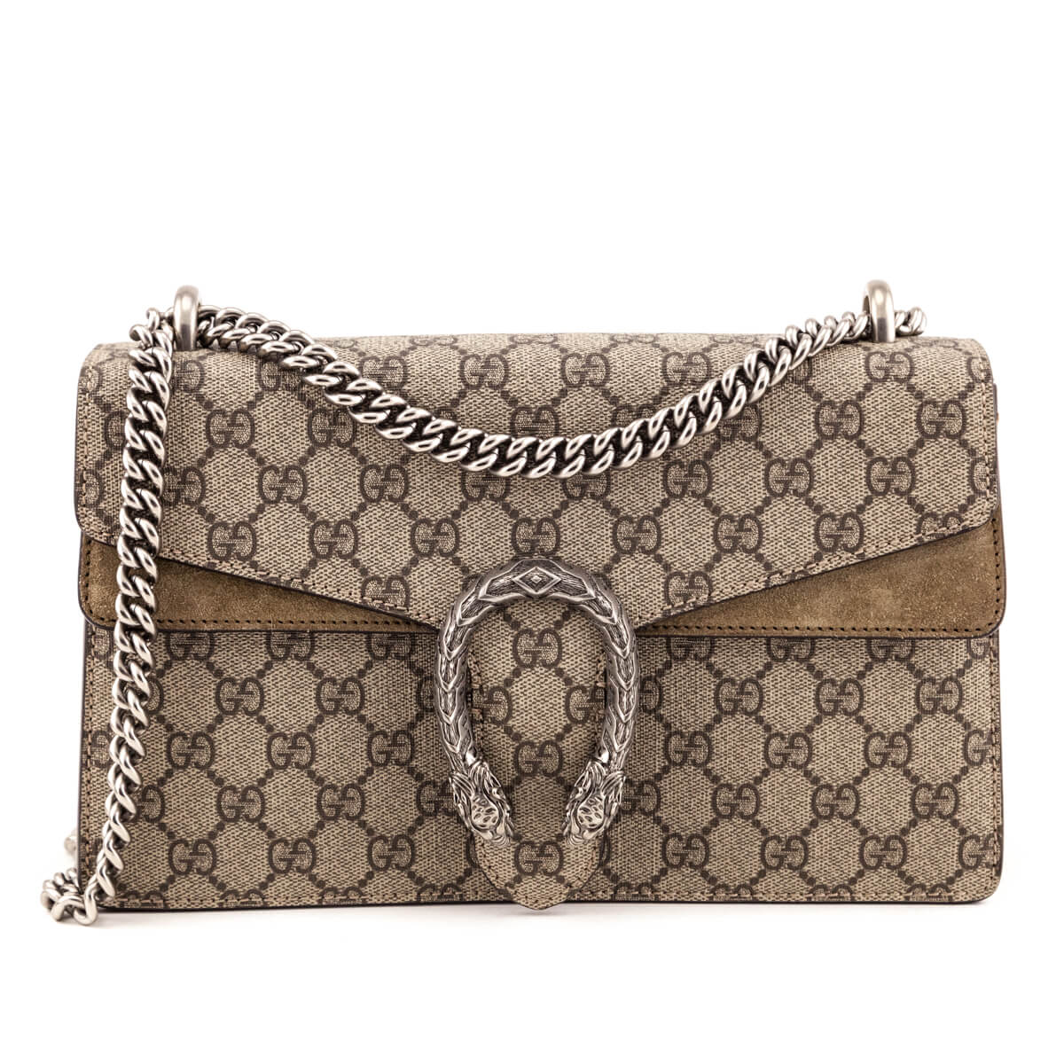 Gucci Beige GG Supreme & Taupe Suede Small Dionysus Bag - Love that Bag etc - Preowned Authentic Designer Handbags & Preloved Fashions