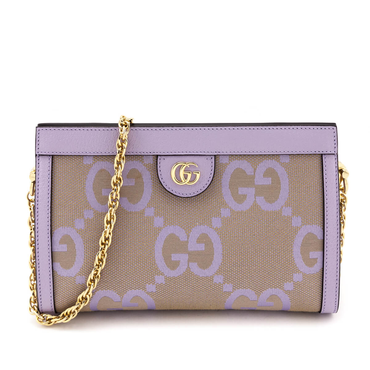 Gucci Beige Lapis Monogram Jumbo GG Textured Dollar Calfskin Small Ophidia Chain Shoulder Bag - Love that Bag etc - Preowned Authentic Designer Handbags & Preloved Fashions