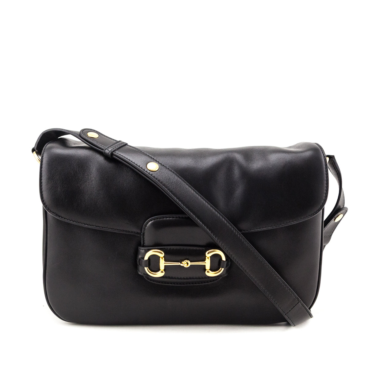 Gucci Black Arabella Calfskin Horsebit 1955 Soft Medilum Shoulder Bag - Love that Bag etc - Preowned Authentic Designer Handbags & Preloved Fashions