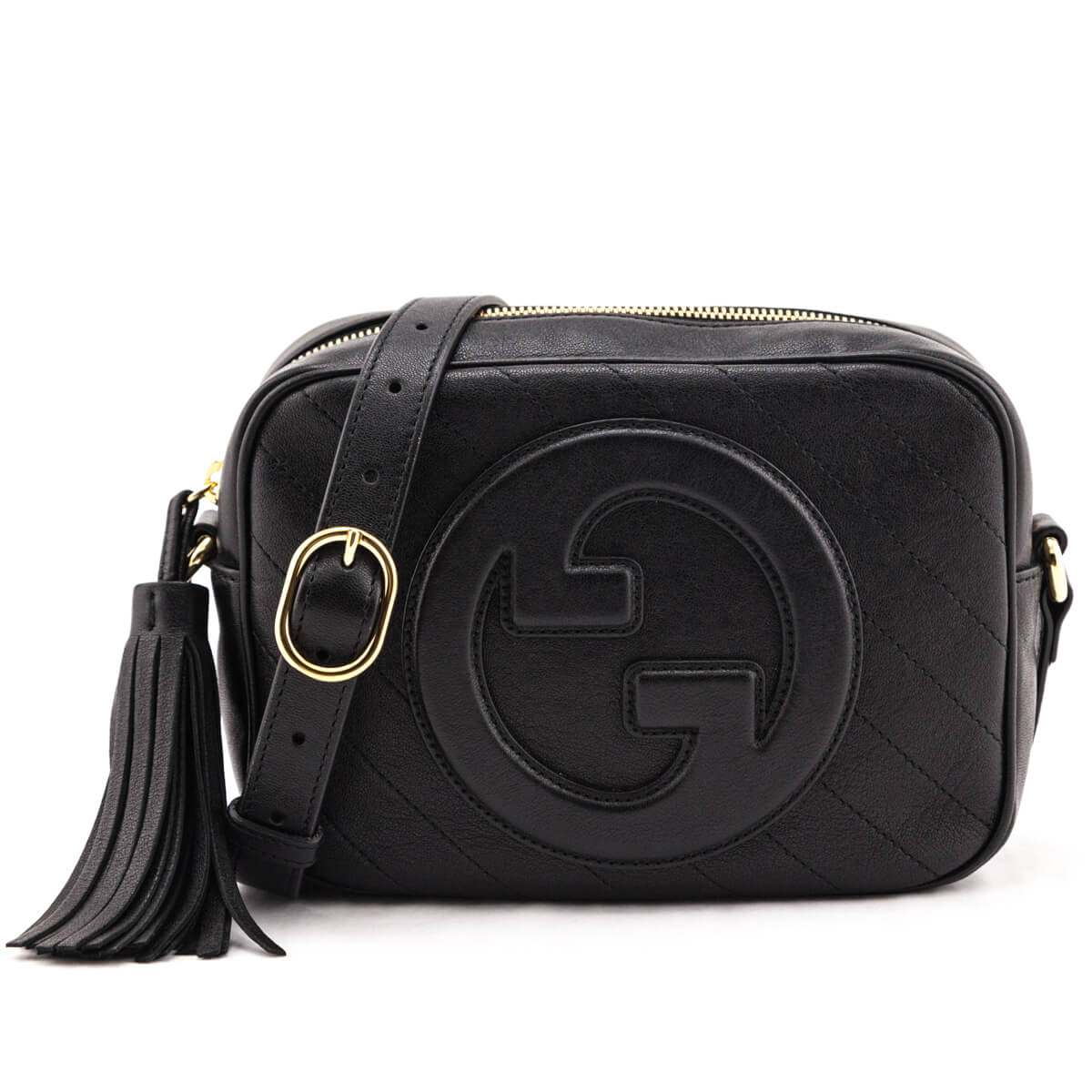 Gucci Black Calfskin Diagonal Stitched Small Blondie Crossbody - Love that Bag etc - Preowned Authentic Designer Handbags & Preloved Fashions