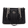 Gucci Black Calfskin Matelasse Aria Small GG Marmont Shoulder Tote - Love that Bag etc - Preowned Authentic Designer Handbags & Preloved Fashions
