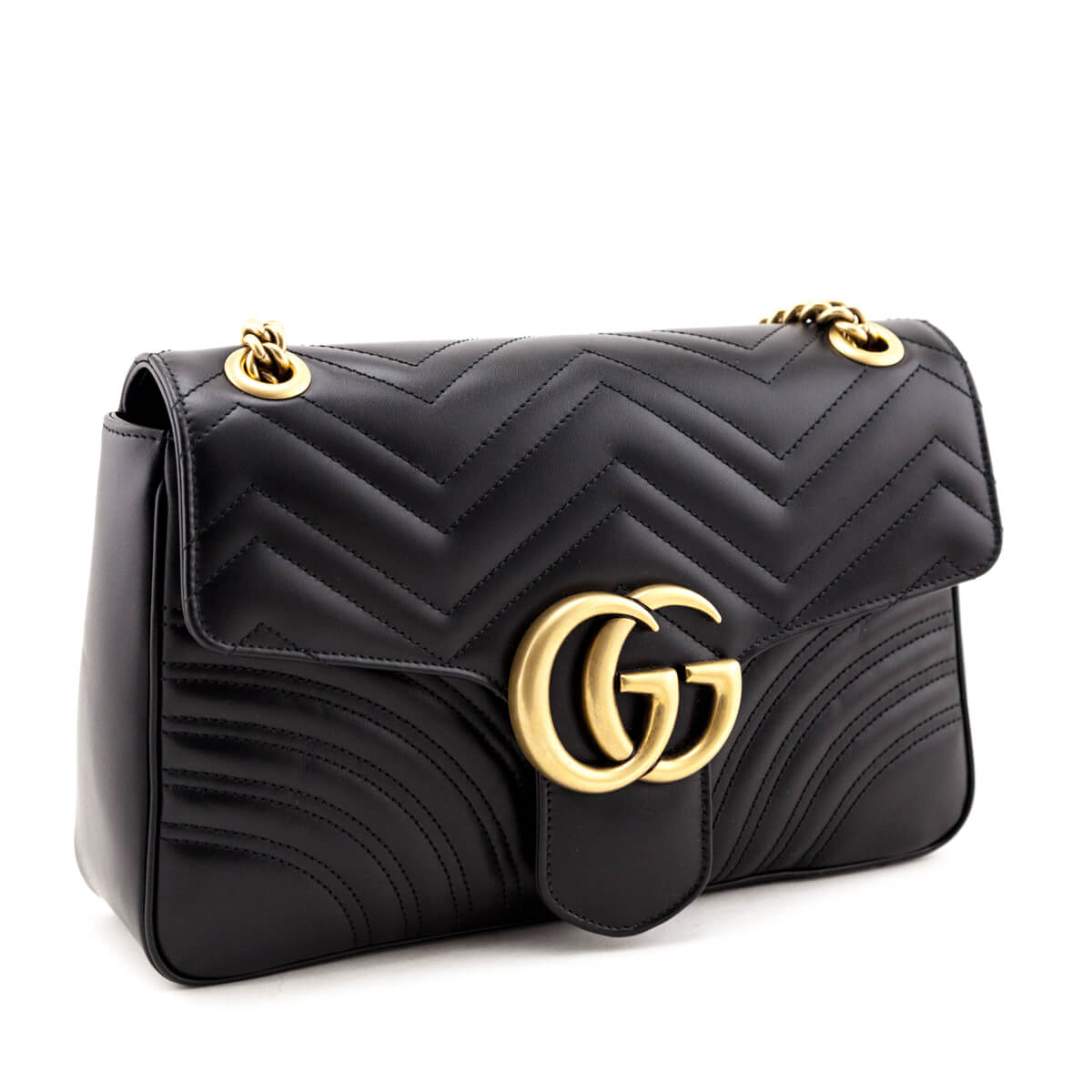 Gucci Black Calfskin Matelasse Large GG Marmont Shoulder Bag