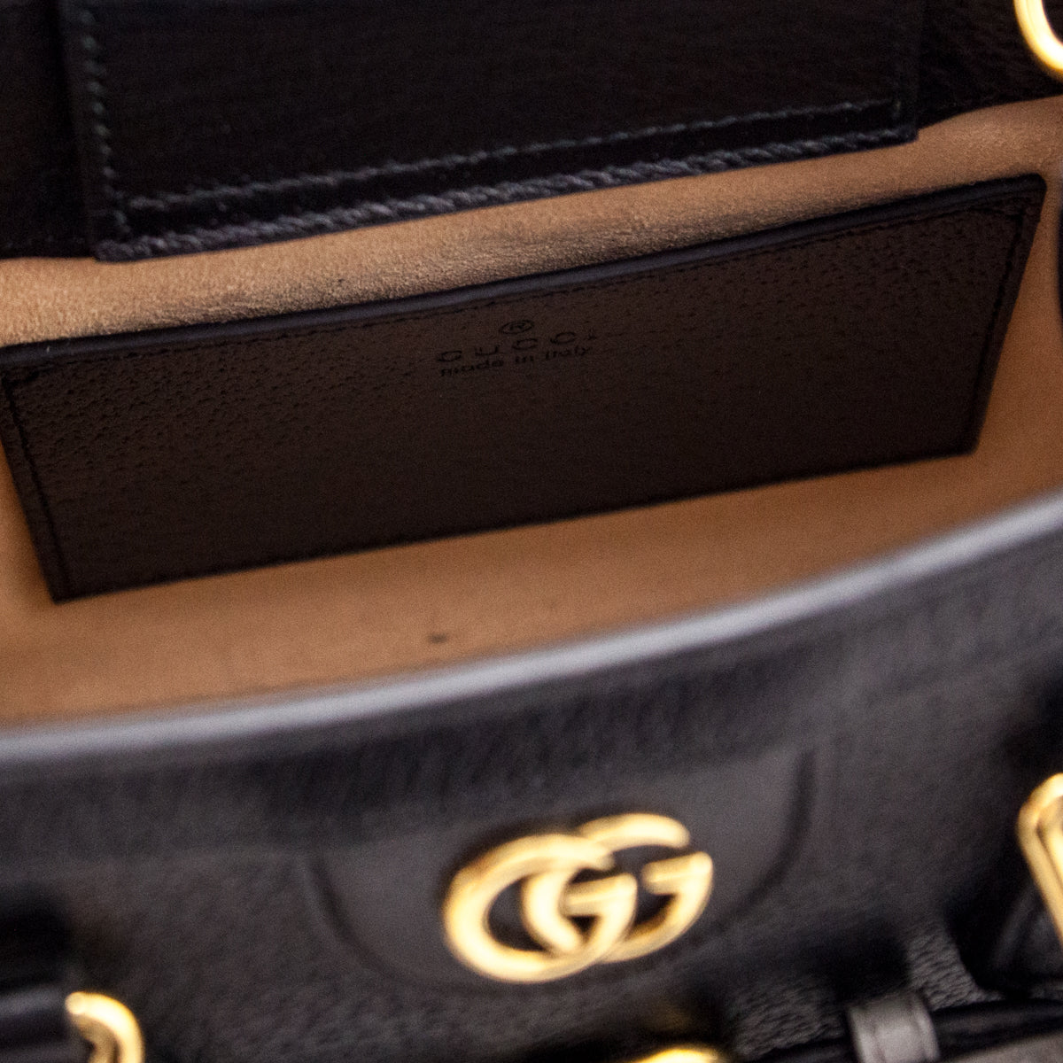 Gucci Black Calfskin Mini Diana Tote Bag
