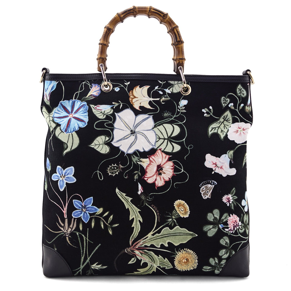 Gucci Black Canvas Flora Knight Bamboo Shopper Tote - Love that Bag etc - Preowned Authentic Designer Handbags & Preloved Fashions