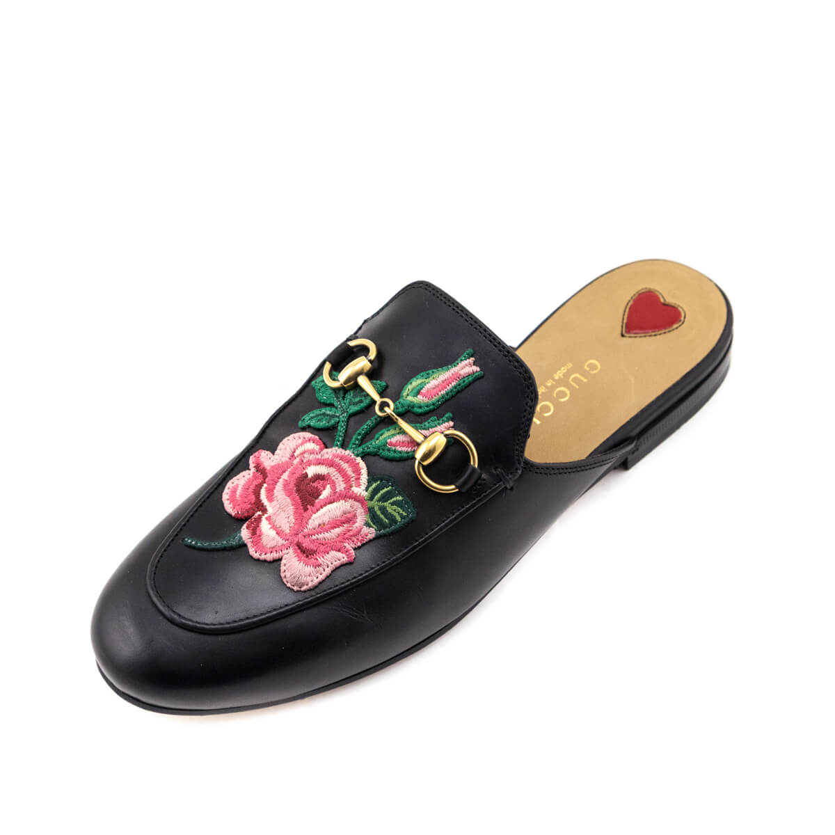 Gucci Black Leather Embroidered Princetown Mules Size US 6 | EU 36 - Love that Bag etc - Preowned Authentic Designer Handbags & Preloved Fashions