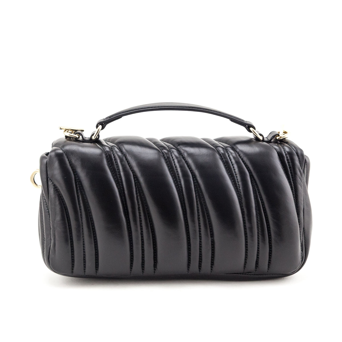 Gucci Black Lambskin Quilted Small GG Milano Top Handle Shoulder Bag - Love that Bag etc - Preowned Authentic Designer Handbags & Preloved Fashions