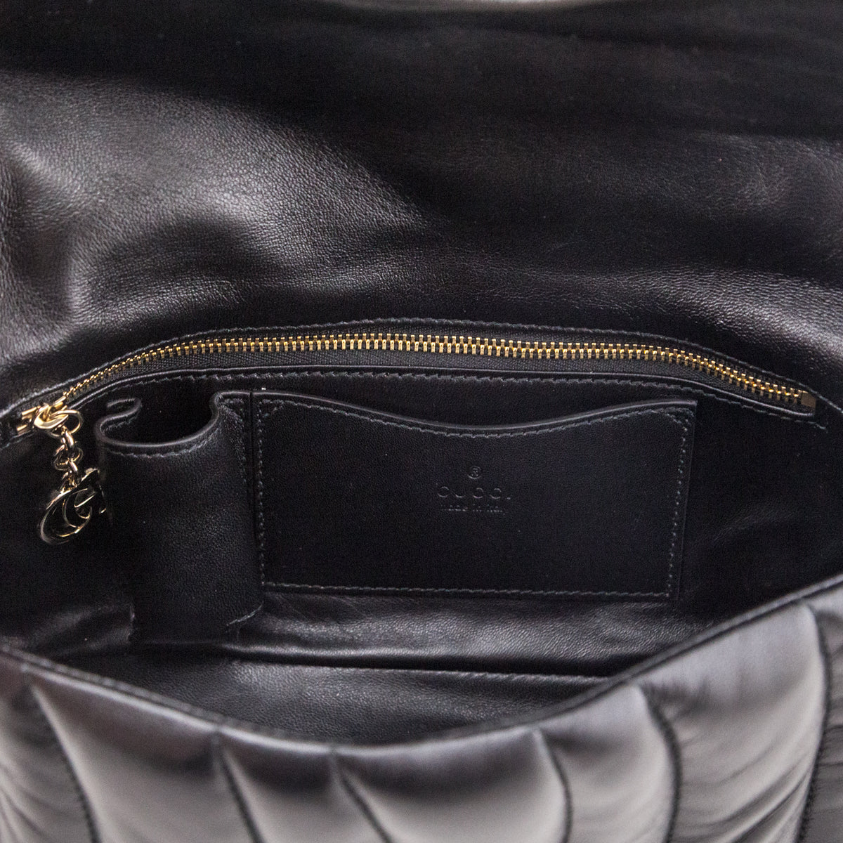 Gucci Black Lambskin Quilted Small GG Milano Top Handle Shoulder Bag - Love that Bag etc - Preowned Authentic Designer Handbags & Preloved Fashions
