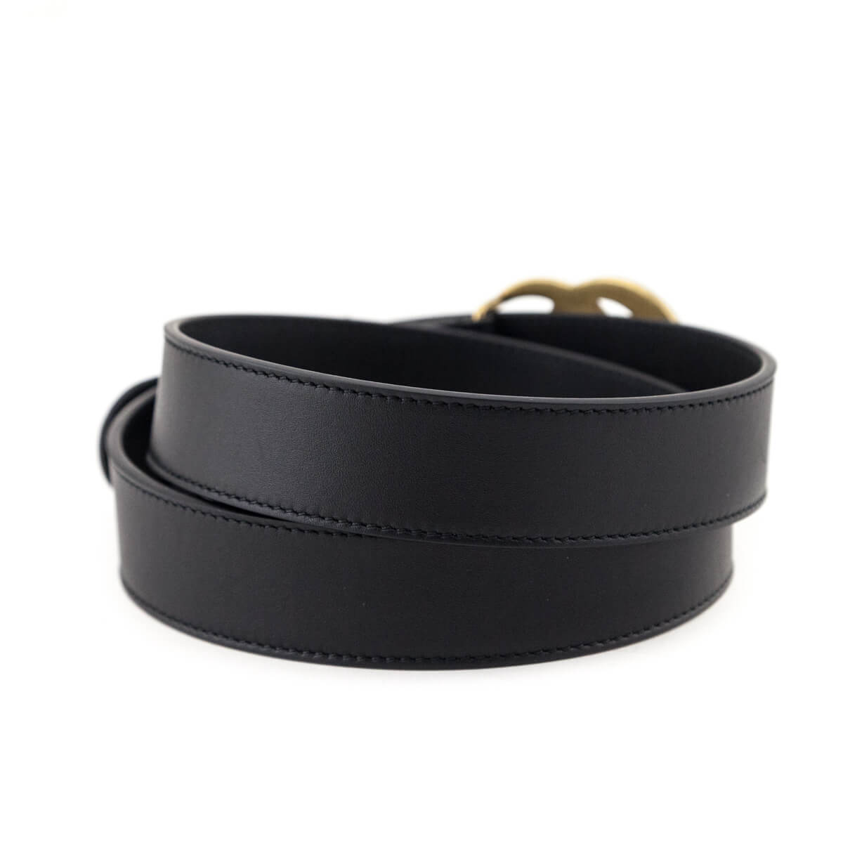 Gucci Black Leather Double G Belt