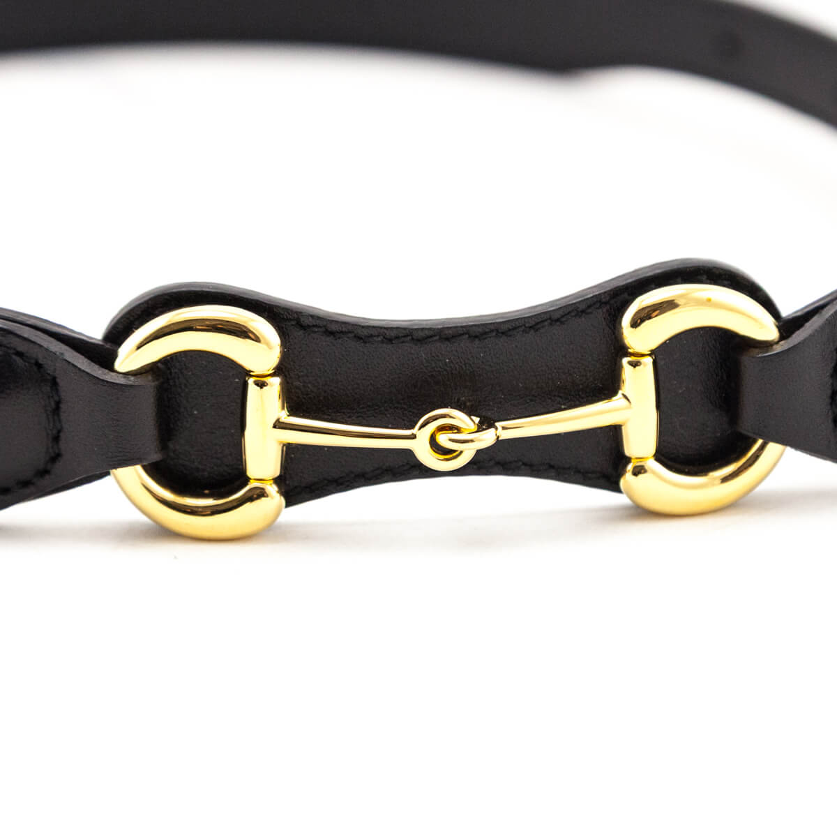 Gucci Black Leather Horsebit Skinny Belt