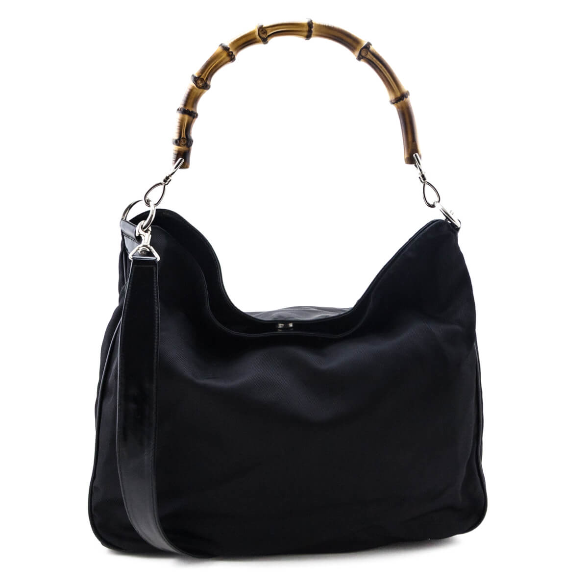 Gucci Black Nylon Bamboo Hobo Bag - Love that Bag etc - Preowned Authentic Designer Handbags & Preloved Fashions