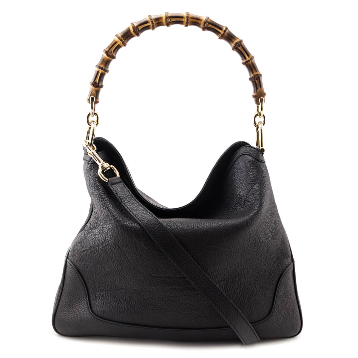 Gucci Black Pebbled Calfskin Medium Diana Bamboo Shoulder Bag - Love that Bag etc - Preowned Authentic Designer Handbags & Preloved Fashions