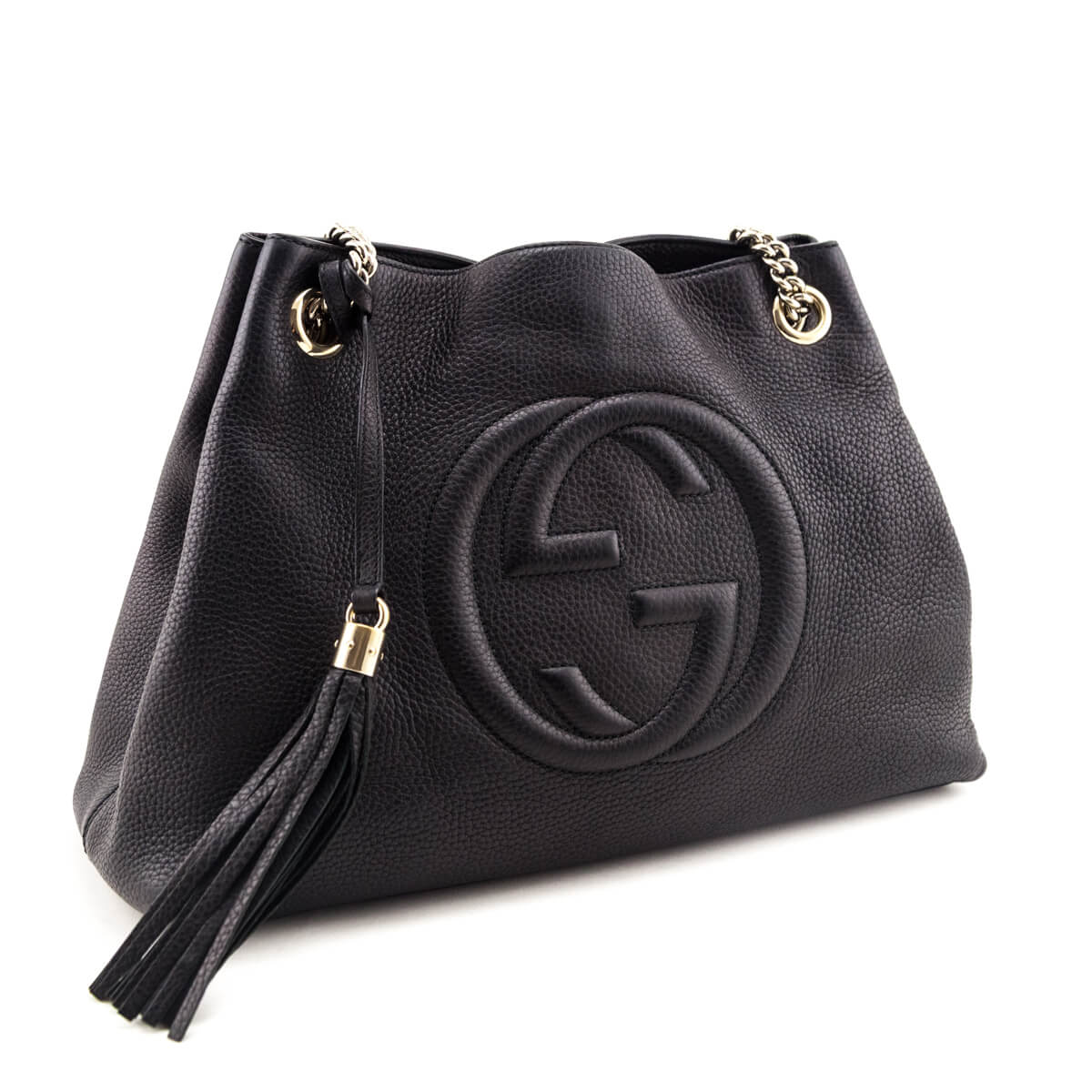 Gucci Black Pebbled Calfskin Medium Soho Chain Shoulder Bag - Love that Bag etc - Preowned Authentic Designer Handbags & Preloved Fashions