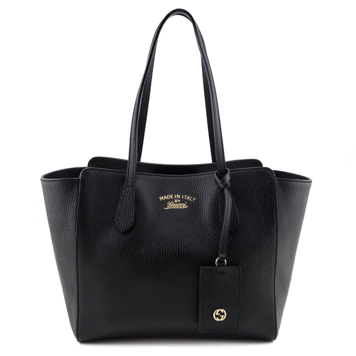 Gucci Black Pebbled Calfskin Small Swing Tote - Love that Bag etc - Preowned Authentic Designer Handbags & Preloved Fashions