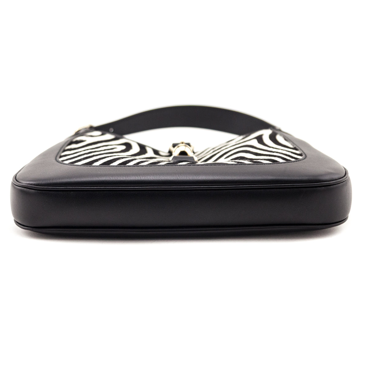 Gucci Black White Calf Hair Zebra Print Calfskin Small Jackie 1961 Hobo