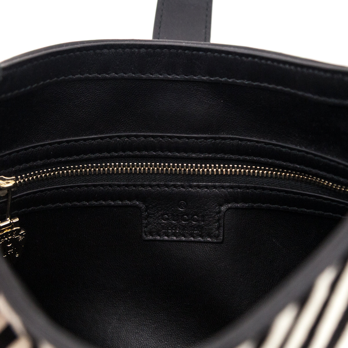 Gucci Black White Calf Hair Zebra Print Calfskin Small Jackie 1961 Hobo