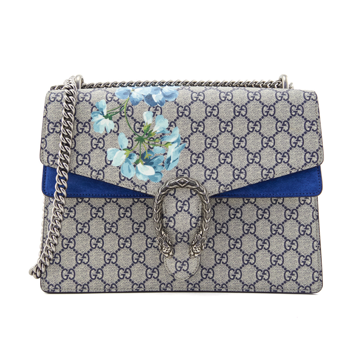 Gucci Blue GG Supreme Monogram Blooms Medium Dionysus Shoulder Bag