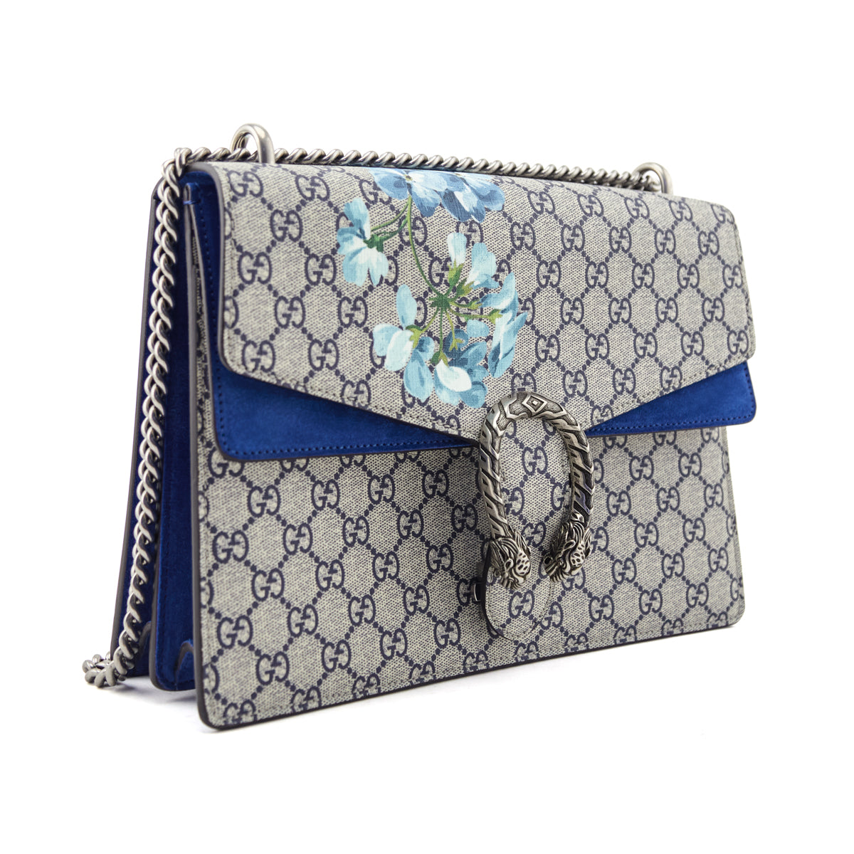 Gucci Blue GG Supreme Monogram Blooms Medium Dionysus Shoulder Bag