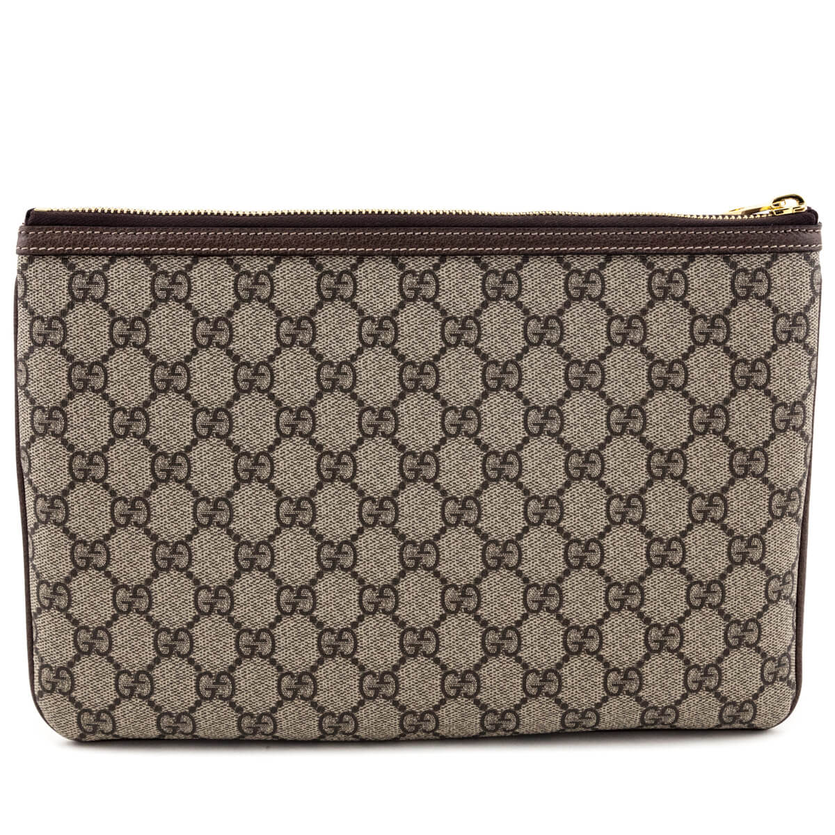 Gucci Brown GG Supreme Monogram Large Ophidia Pouch Clutch - Love that Bag etc - Preowned Authentic Designer Handbags & Preloved Fashions