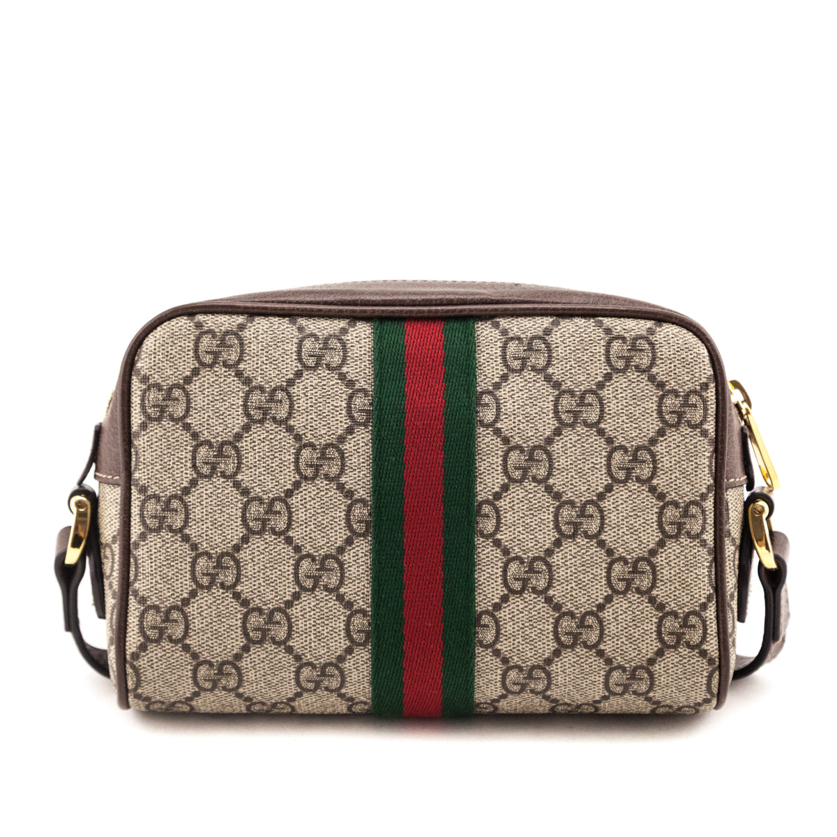 Gucci Brown GG Supreme Monogram Web Mini Ophidia Shoulder Bag