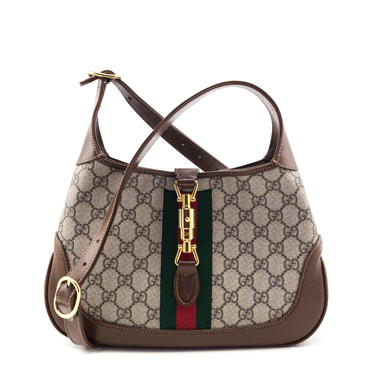 Gucci Brown GG Supreme Monogram Web Small Jackie 1961 Hobo - Love that Bag etc - Preowned Authentic Designer Handbags & Preloved Fashions