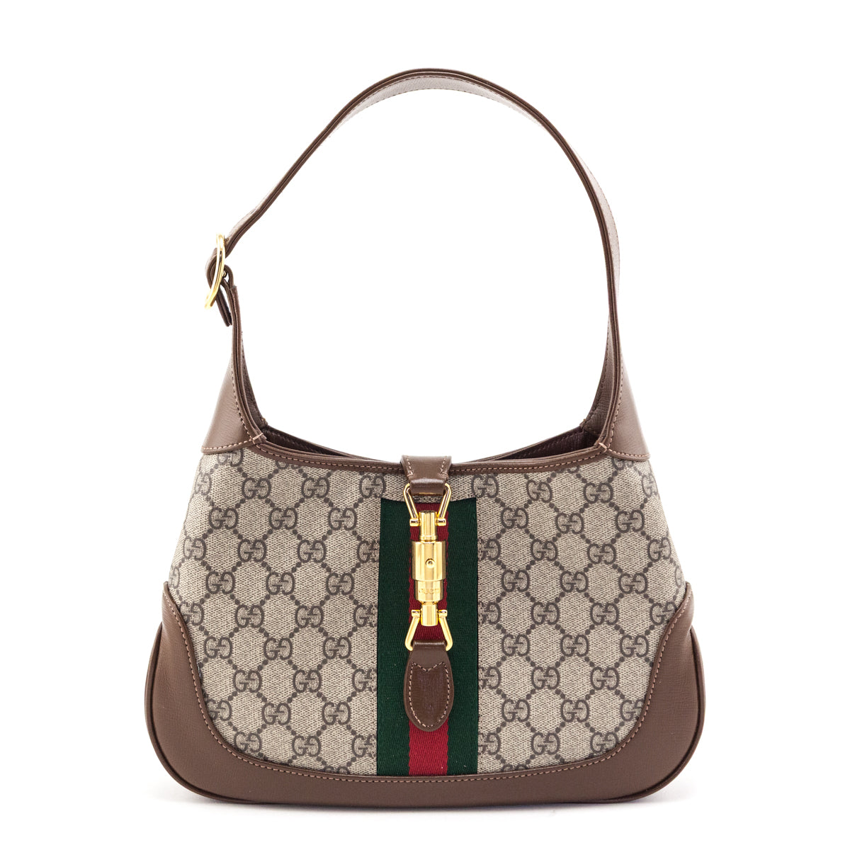Gucci Brown GG Supreme Monogram Web Small Jackie 1961 Hobo - Love that Bag etc - Preowned Authentic Designer Handbags & Preloved Fashions