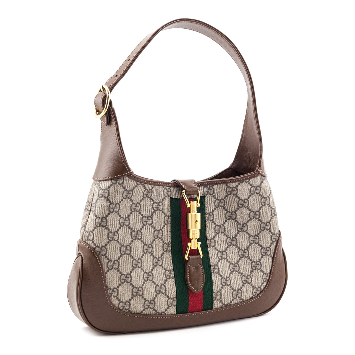 Gucci Brown GG Supreme Monogram Web Small Jackie 1961 Hobo - Love that Bag etc - Preowned Authentic Designer Handbags & Preloved Fashions