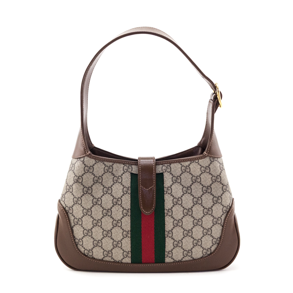 Gucci Brown GG Supreme Monogram Web Small Jackie 1961 Hobo - Love that Bag etc - Preowned Authentic Designer Handbags & Preloved Fashions