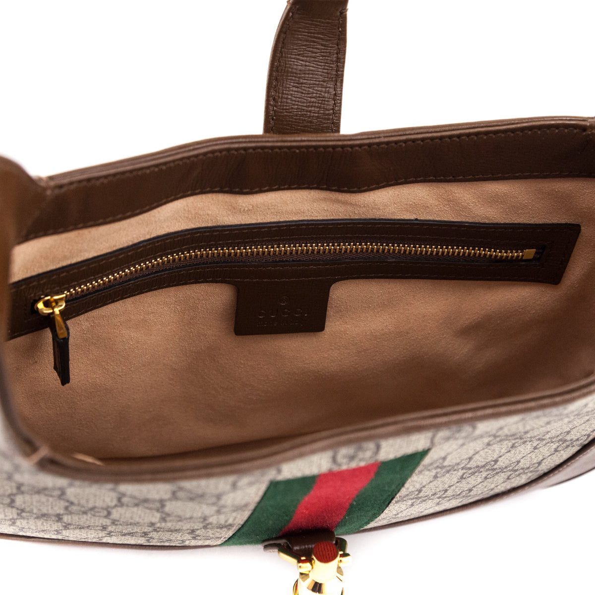 Gucci Brown GG Supreme Monogram Web Small Jackie 1961 Hobo - Love that Bag etc - Preowned Authentic Designer Handbags & Preloved Fashions