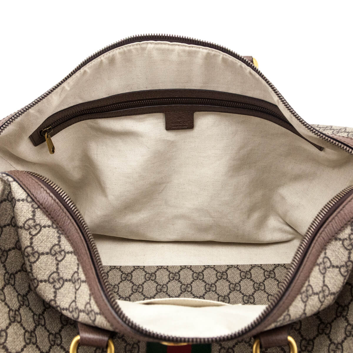 Gucci Brown Monogram GG Supreme Canvas Web Ophidia Medium Duffle Bag - Love that Bag etc - Preowned Authentic Designer Handbags & Preloved Fashions