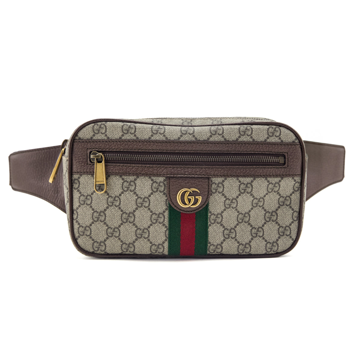 Gucci Brown Soft GG Supreme Monogram Medium Ophidia Belt Bag