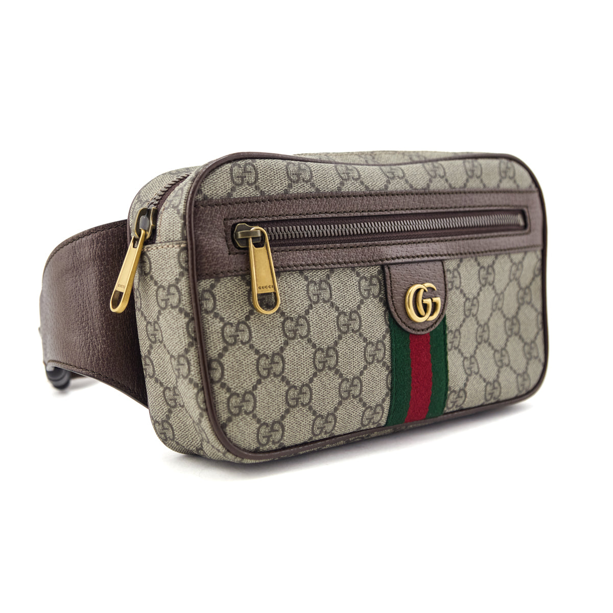 Gucci Brown Soft GG Supreme Monogram Medium Ophidia Belt Bag
