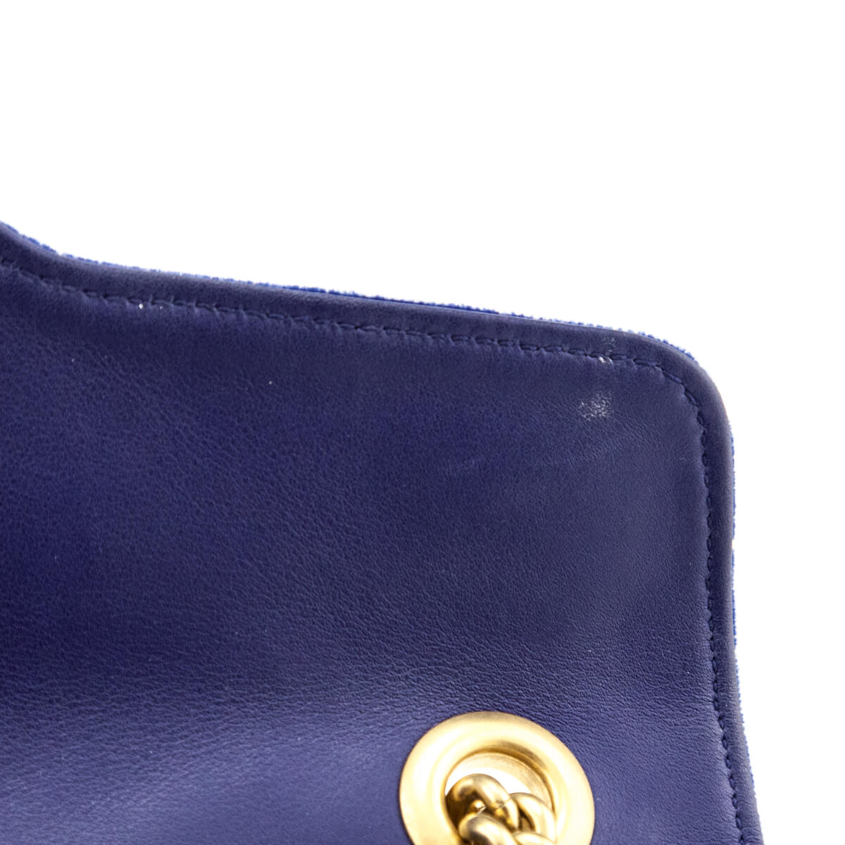 Gucci Cobalt Blue Velvet Matelasse Small GG Marmont Shoulder Bag - Love that Bag etc - Preowned Authentic Designer Handbags & Preloved Fashions