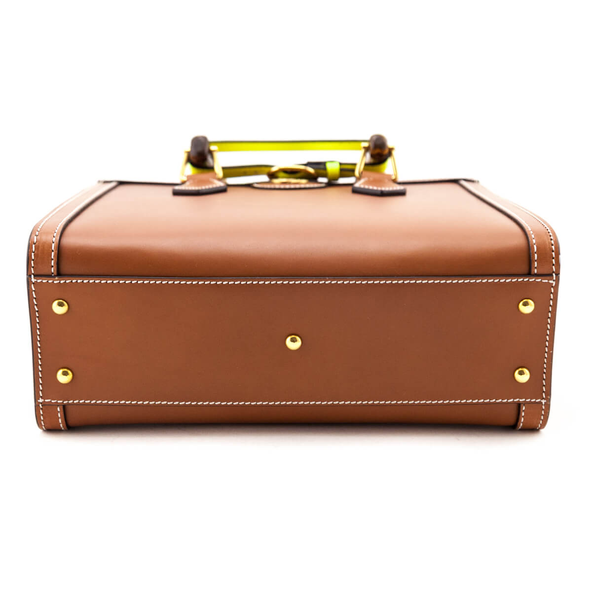 Gucci Cuir & Yellow Fluo Wonka Grain Calfskin Medium Diana Tote Bag