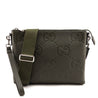 Gucci Dark Green Piuma Calfskin Jumbo GG Embossed Medium Wristlet Messenger Bag - Love that Bag etc - Preowned Authentic Designer Handbags & Preloved Fashions
