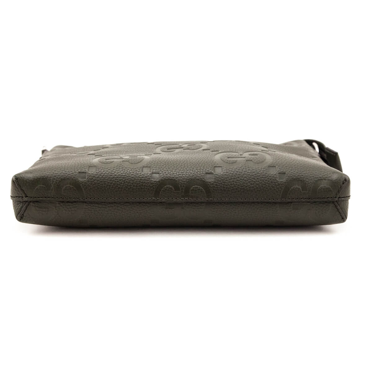Gucci Dark Green Piuma Calfskin Jumbo GG Embossed Medium Wristlet Messenger Bag - Love that Bag etc - Preowned Authentic Designer Handbags & Preloved Fashions