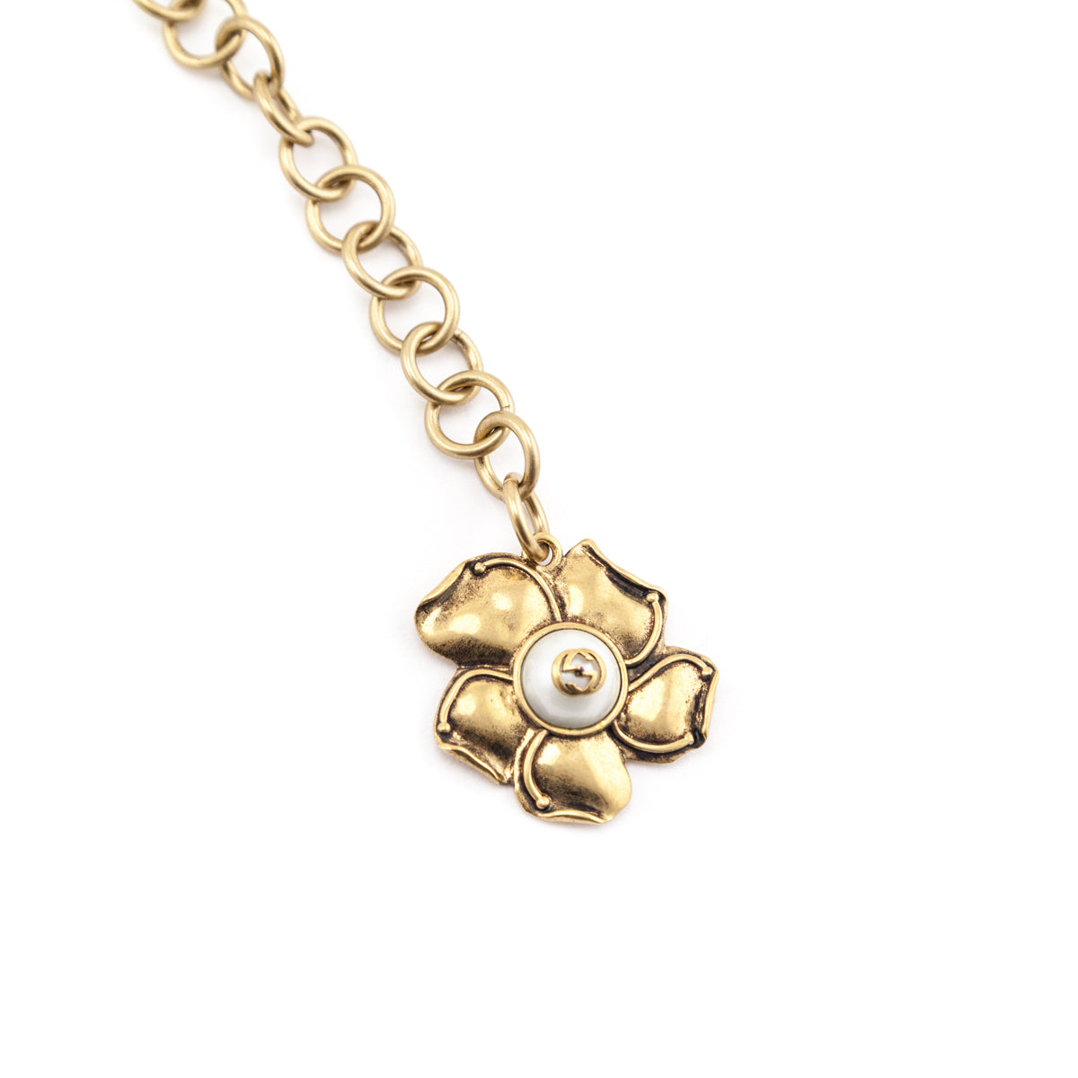 Gucci Gold-Tone and Faux Pearl Chain Belt