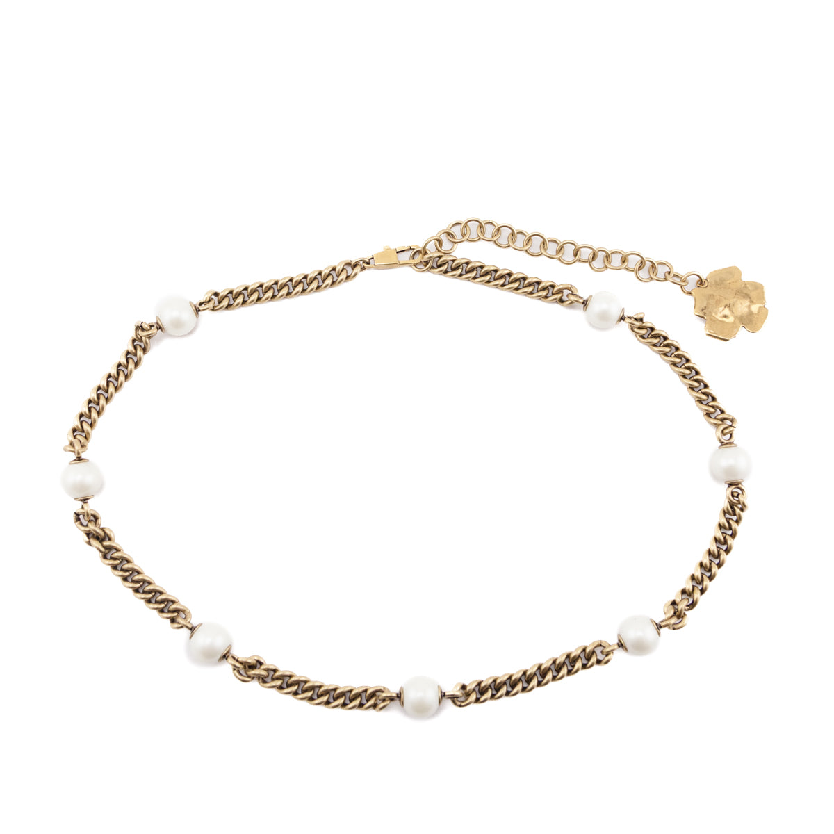 Gucci Gold-Tone and Faux Pearl Chain Belt