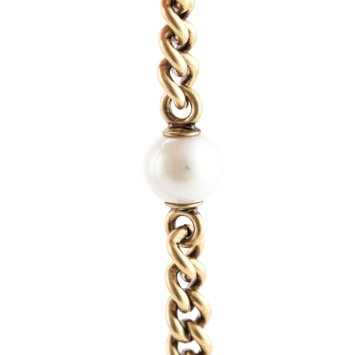 Gucci Gold-Tone and Faux Pearl Chain Belt