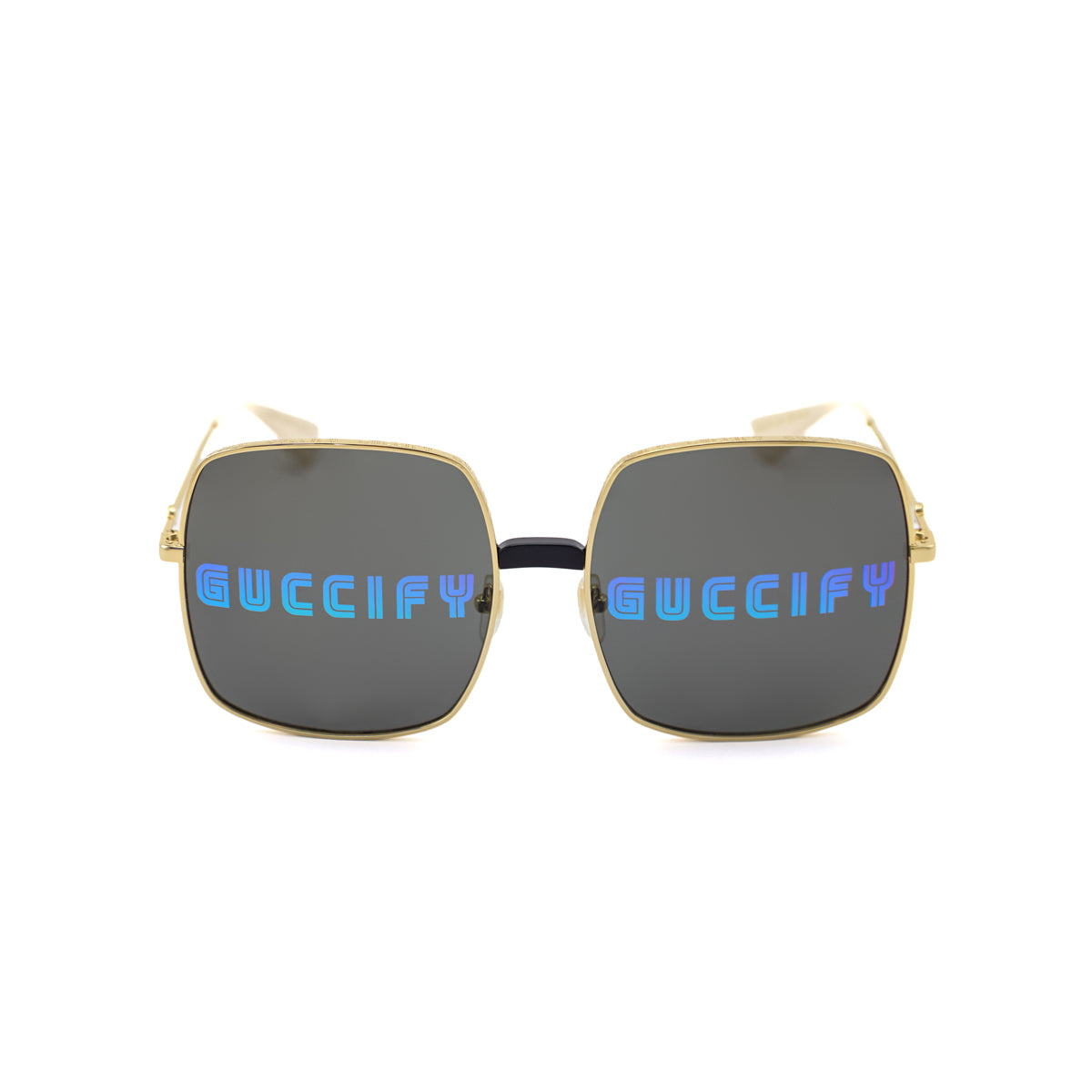 Gucci Gold-tone Guccify Logo Oversized Sunglasses - Love that Bag etc - Preowned Authentic Designer Handbags & Preloved Fashions