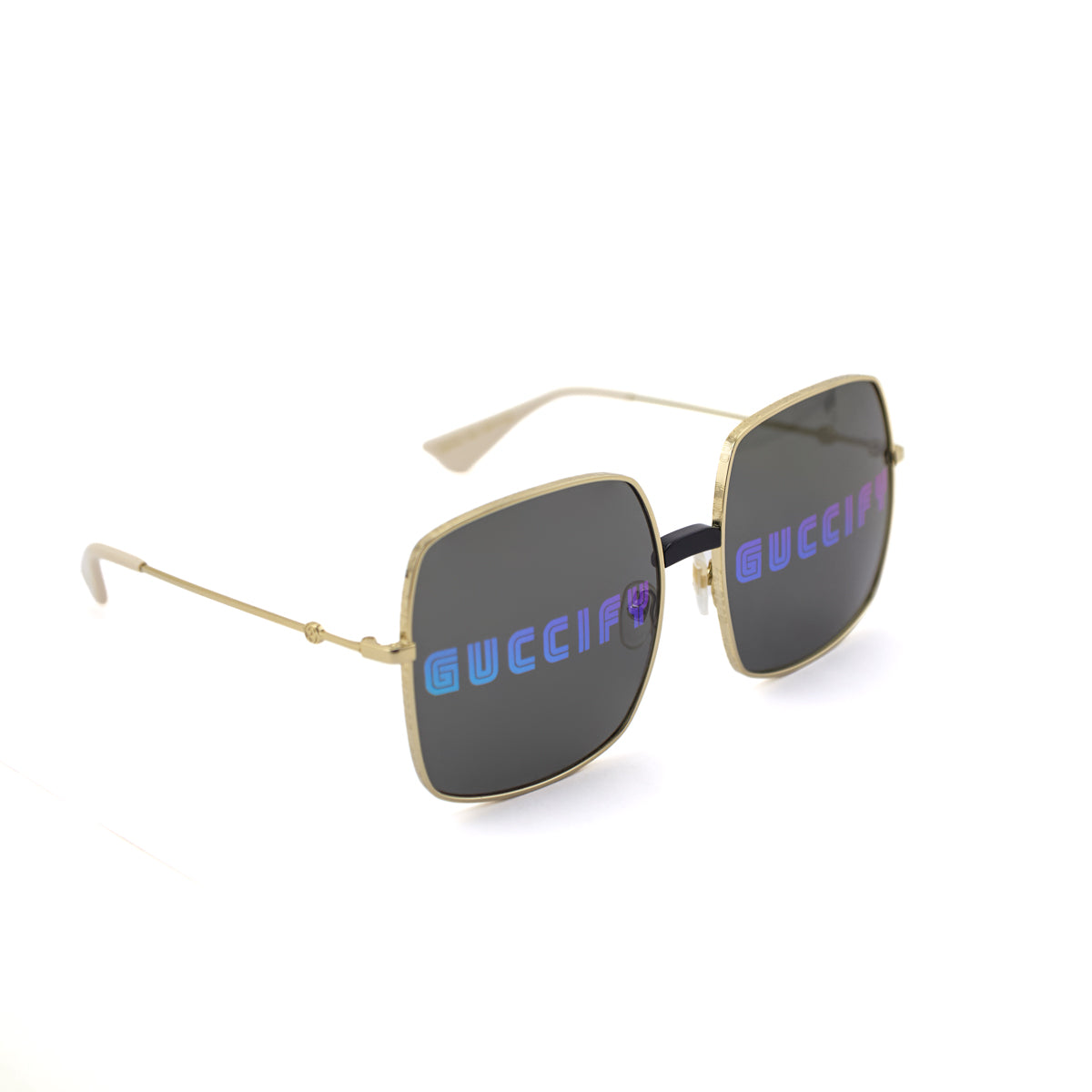 Gucci Gold-tone Guccify Logo Oversized Sunglasses - Love that Bag etc - Preowned Authentic Designer Handbags & Preloved Fashions