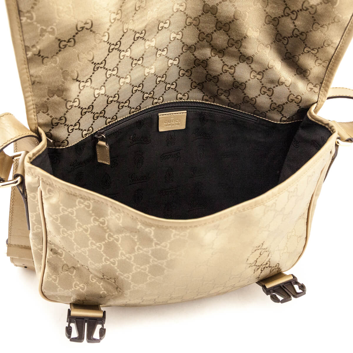 Gucci Gold Imprime Monogram Messenger Bag