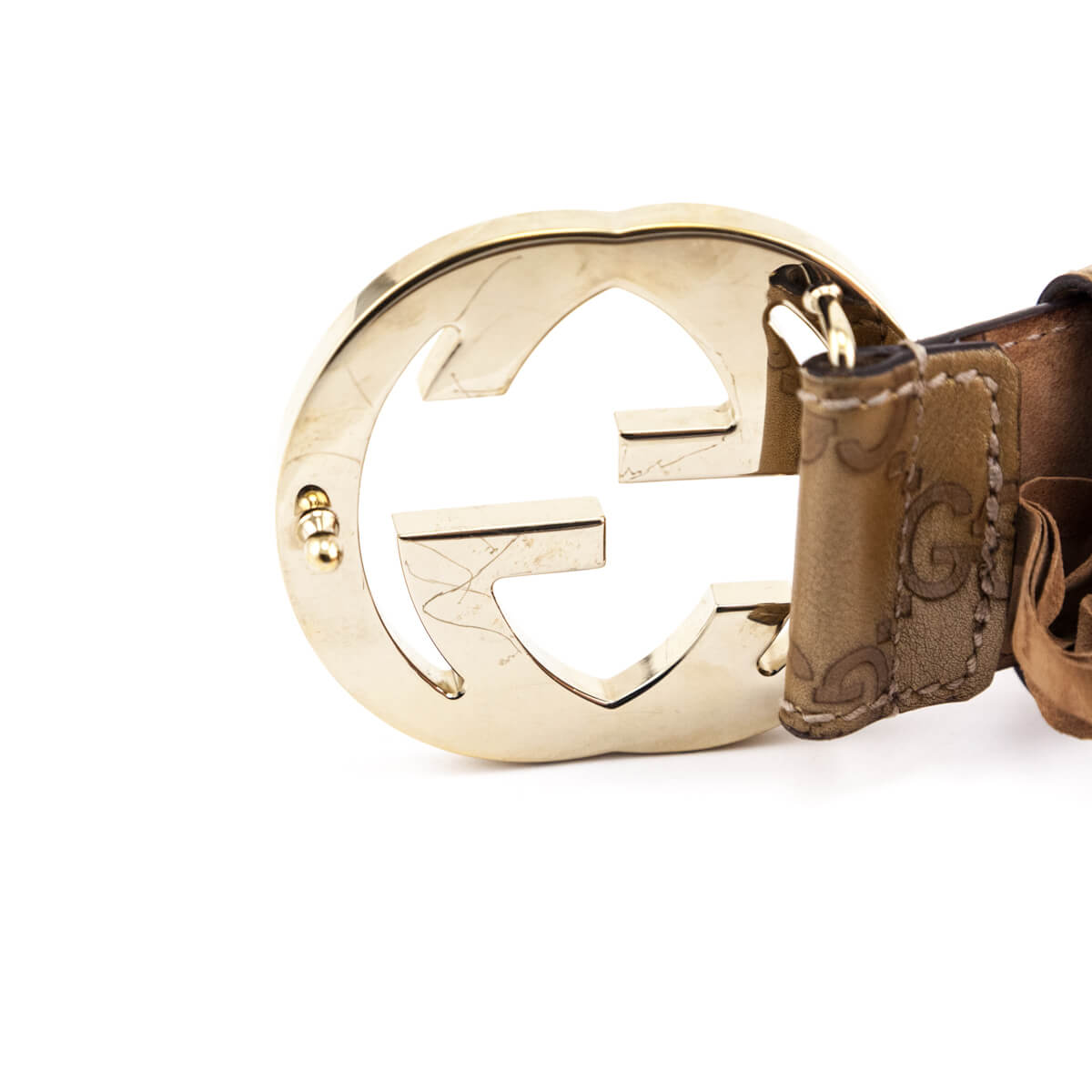 Gucci Gold Leather Guccissima GG Belt - Love that Bag etc - Preowned Authentic Designer Handbags & Preloved Fashions