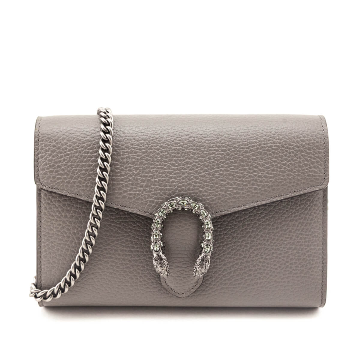 Gucci Grey Dollar Calfskin Mini Dionysus Chain Wallet