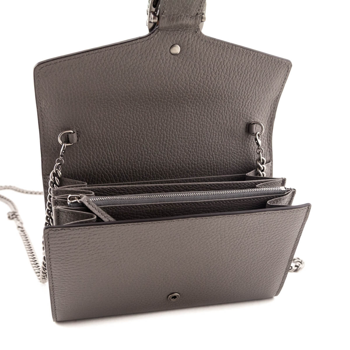 Gucci Grey Dollar Calfskin Mini Dionysus Chain Wallet