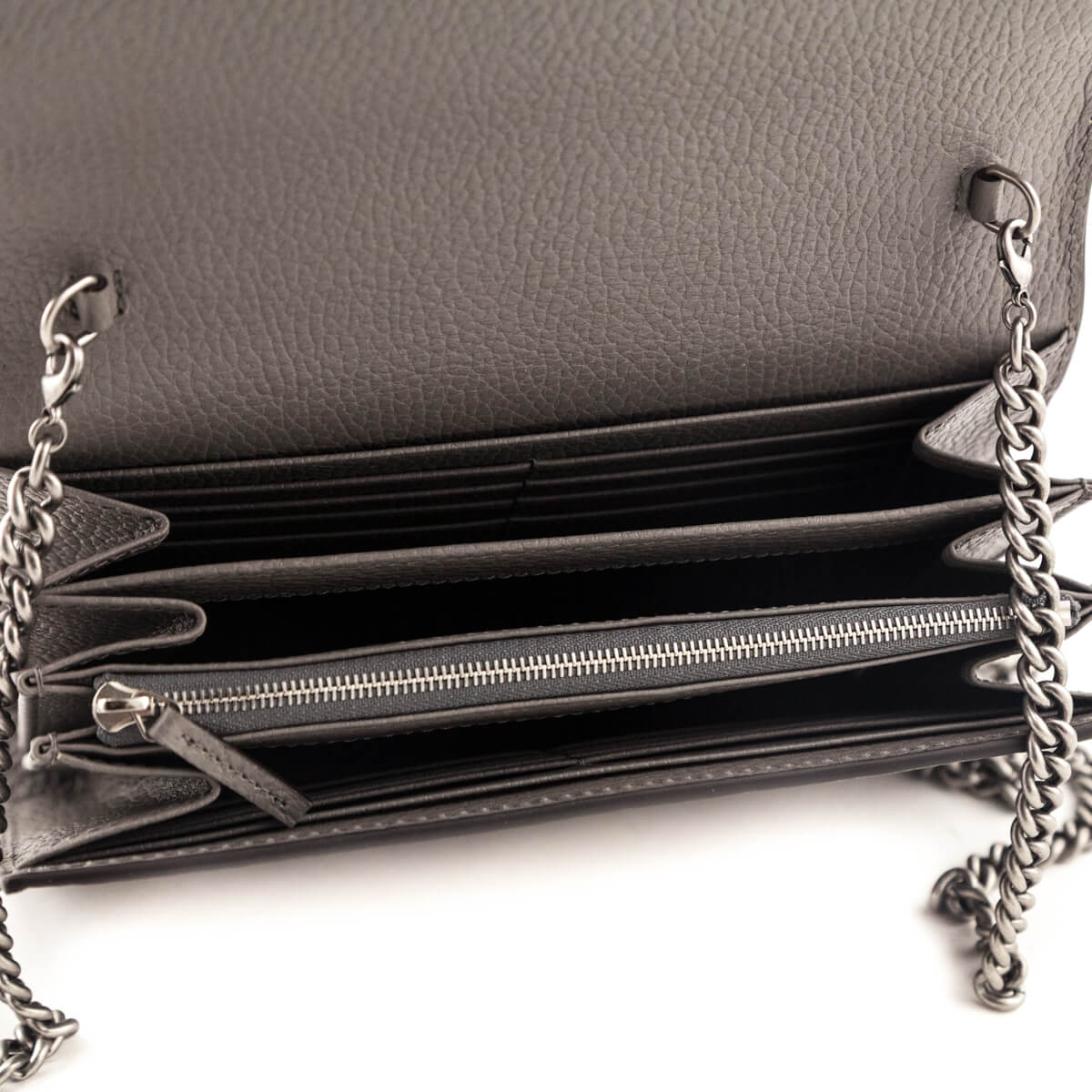 Gucci Grey Dollar Calfskin Mini Dionysus Chain Wallet